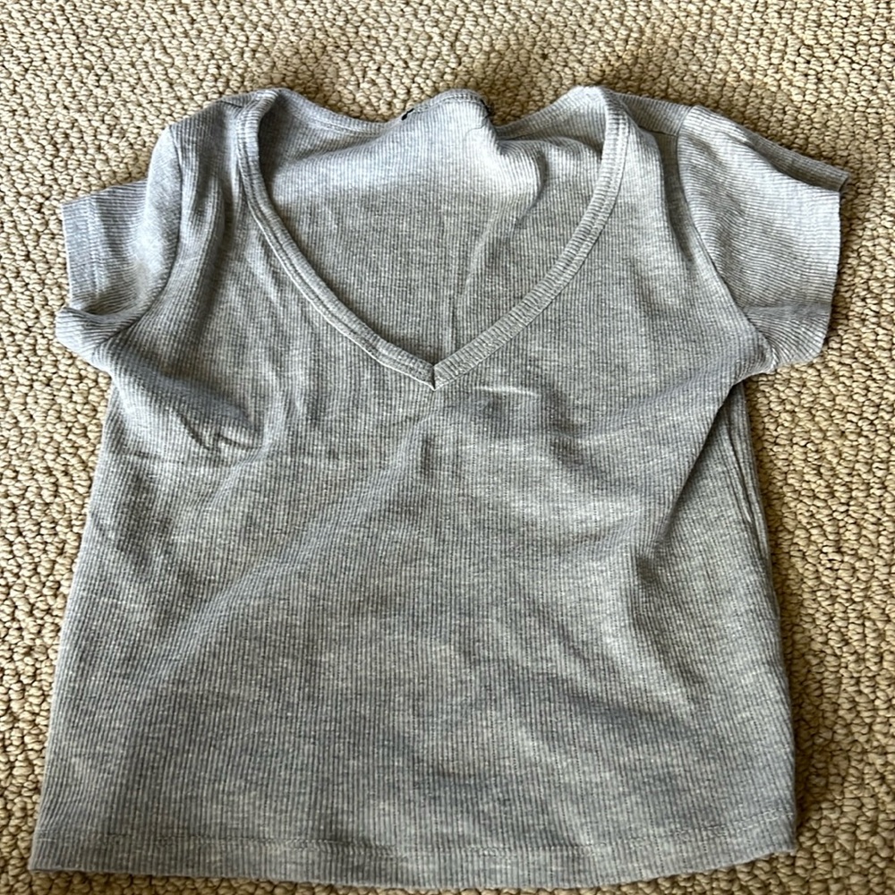 grey v neck top